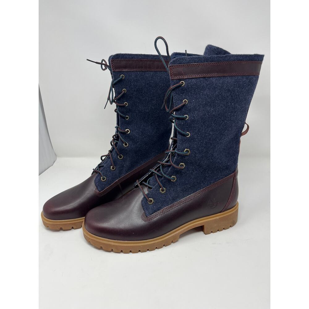 Timberland Jayne Gaiter Nubuck Tall Boots Red Blue 11 NWOT